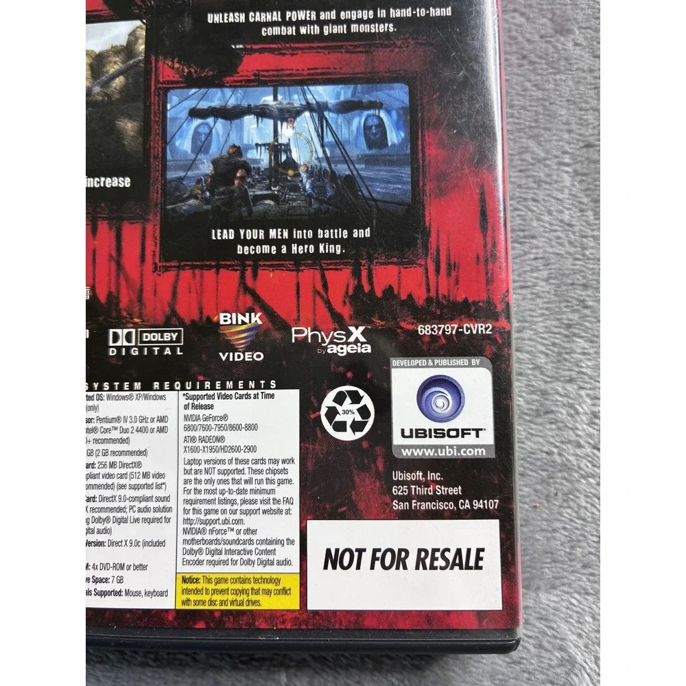 Beowulf The Game PC DVD ROM Ubisoft Action Adventure Mature 17+ Disc and‎ Manual
